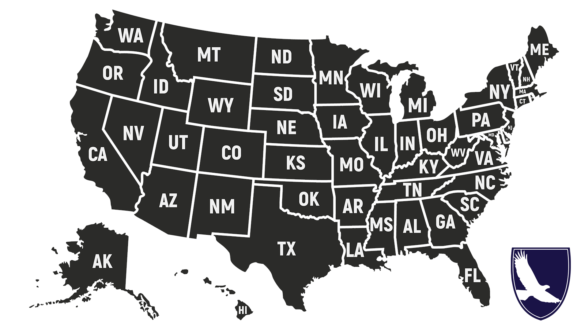 map of all 50 us states
